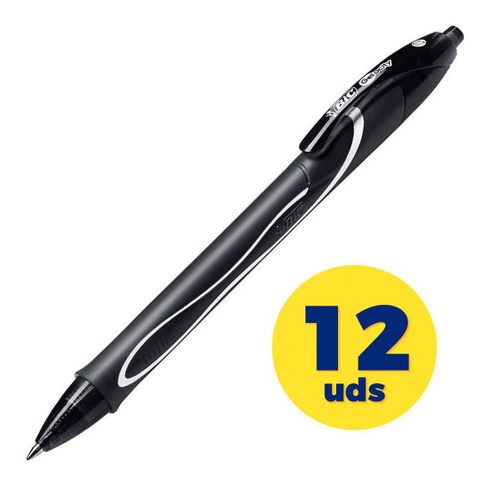 Bic Gelocity Quick Dry Bolígrafo Retráctil con Tinta Gel Negra de 0,7 mm